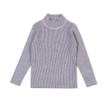 Kids Warm Knitted Solid Turtle Neck Grey Sweater. 