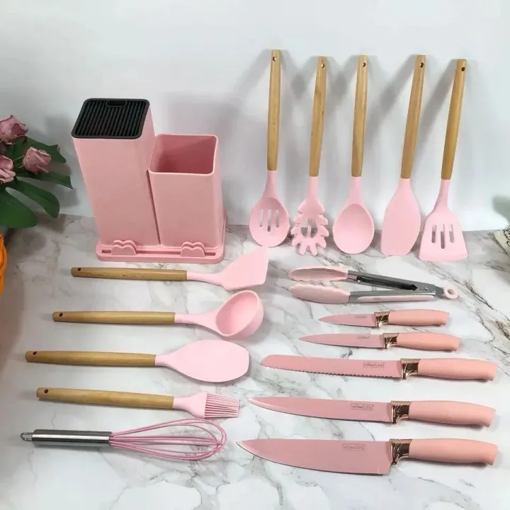 19%20Pieces%20Silicone%20Kitchen%20Utensils%20Set%20&%20Kitchen%20Knives%20With%20Chopping%20Board%20Kitchen%20Accessories%20-%20Image%204
