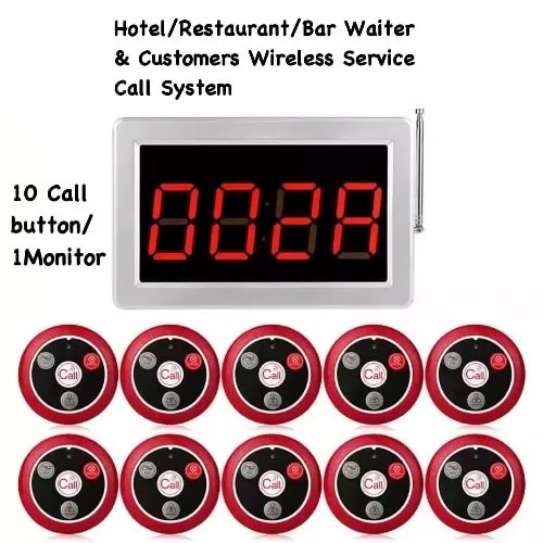 Hotel%20Bar%20Restaurant%20Wireless%20Call%20System%20For%20Waiters%20And%20Customers%20%20With%2010%20Buttons%20(Without%20Battery)%201%20Monitor%20-%20Image%202
