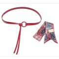 Vintage Style Leather Belt Silk Scarf Belt Red Black Coffee Bandana Scarf Waist Chain Retro Waistband Hip Hop Fashion. 