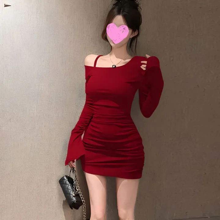 American%20sexy%20hot%20girl%20red%20long-sleeved%20dress%20women's%20spring%20and%20autumn%20new%20slim%20and%20thin%20inner%20skirt%20with%20hip%20wrap%20-%20Image%203