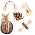 NAMUNY 10 Pcs Set Hamster Chew Toys Natural Wooden Gerbils Rats Chinchillas Toys Accessories Dumbbells Exercise Bell Roller Teeth Care Molar Toy For Guinea Pig Bunny Rabbits. 