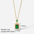 Spunky Add-ons Square Solid Green Color Pendant  Stainless Steel Necklace For Women. 