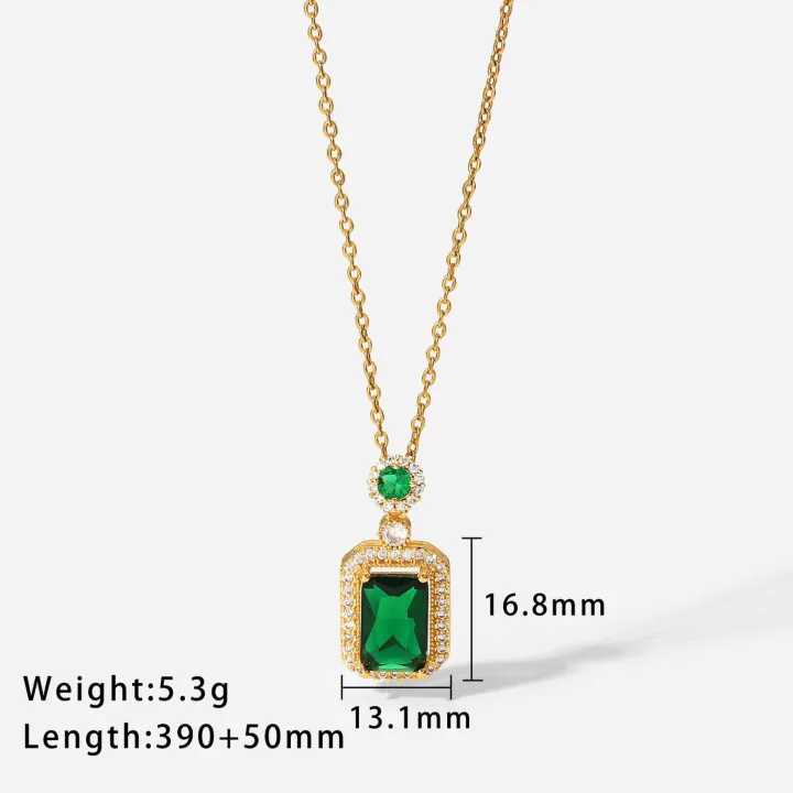 Spunky%20Add-ons%20Square%20Solid%20Green%20Color%20Pendant%20%20Stainless%20Steel%20Necklace%20For%20Women%20-%20Image%205