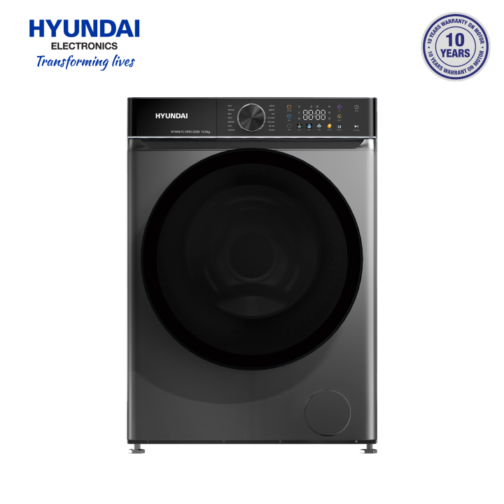 Hyundai 10 KG Front Load Washing Machine with Direct Drive Inverter Motor, Steam Wash & Auto i-Dosing | HYWM-FL10RK-DDM