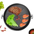 Round Portable Korean Style BBQ Grill Plate, Barbecue Non-Stick Smokeless Pan Set, for Outdoor Picnic BBQ. 