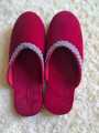 Handmade Velvet Shoes For Women, Red Velvet Slipper. 