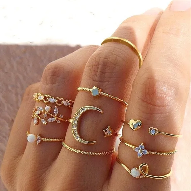 Youbo%20Silver%20Star%20Moon%20Spot%20Drill%20Ring%20Creative%20Retro%20Snake%20Shape%20Ring%207%20Set%20-%20Image%207