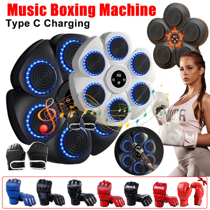 Special Offer Music Boxing Machine Smart Bluetooth Wall Mounted Boxing Puncher Type C Charging RGB Light 6 Targets Boxing Trainer Kids Adults