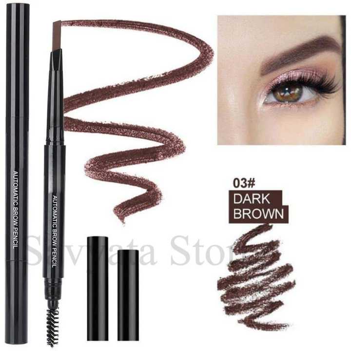 Waterproof EyeBrow Pencil Triangular Tip with Brush Makeup - 2 In 1 Eyebrow Pencil