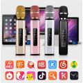Karaoke Mic With Speaker K6 Bluetooth Portable Wireless Microphone 2 Speakers 4 Controls Memory Card Slots. 