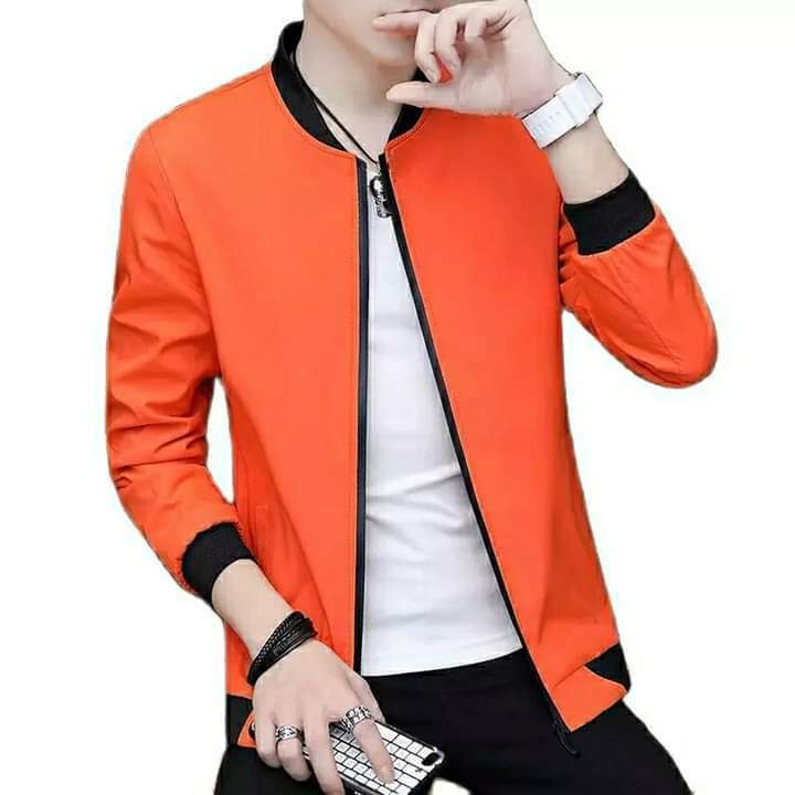 Men's Summer Double layered Orange Bomber Windcheater Jacket