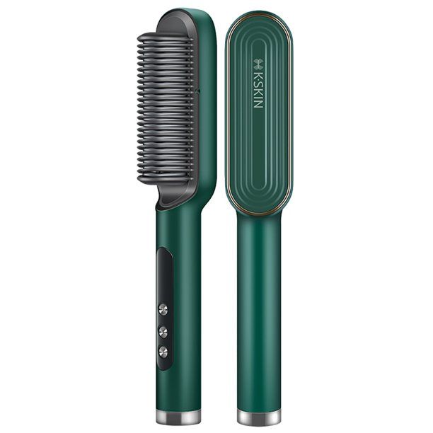 Fast Heating Hair Straightener Brush - Digital Display 9 Temp Settings, Anti Scald Ceramic Hair Iron Straightene