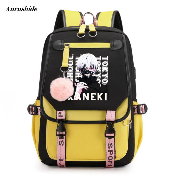 Anrushide Backpack Fashion Large Capacity Men's Women's Backpack Printed Portable Anime Hot Kanemuken Travel Bag Boy Girl School Bag