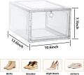 Shoe Boxes Clear Plastic Stackable, Shoe Organizer for Sneaker Storage with Magnetic Front Door Shoe Display Case Shoe Containers,Easy Assembly(13.6"x10.6"x7.7" Clear White) ( Single Piece). 