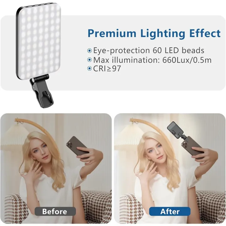 7%20Mode%2060%20LED%20Selfie%20Fill%20Light,%202200mAh%20Rechargeable%20Cell%20for%20Phone%20Light,%20Portable%20Clip-on%20Design%20for%20Phone/Tablet/Laptop%20-%20Image%204