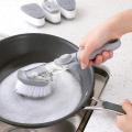 Automatically Add Cleaner Brush || Decontamination Wok Cleaning Brush || Refill Soap in Brush Handle , Soap Dispenser Cleaning Brush Wash Basin Utensils Sink Cleaning Brush Dish Wash Scrubber Liquid Soap Dispenser in Home, Kitchen, Washbasins Dishes. 