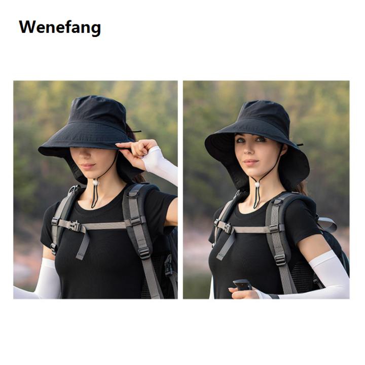 Wenefang%20Designer%20Women's%20Lightweight%20Summer%20Bucket%20Hat%20with%20Ponytail%20Hole%20Big%20Brim%20Sunscreen%20Cap%20Outdoor%20Eye%20Protection%20Sun%20Hat%20-%20Image%205