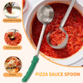 Pizza Spread Sauce Ladle Rubber Handle Flat Bottom Kitchen Cooking Spoon Stainless Steel Measuring Stir Soup Spoon -4 Oz. 
