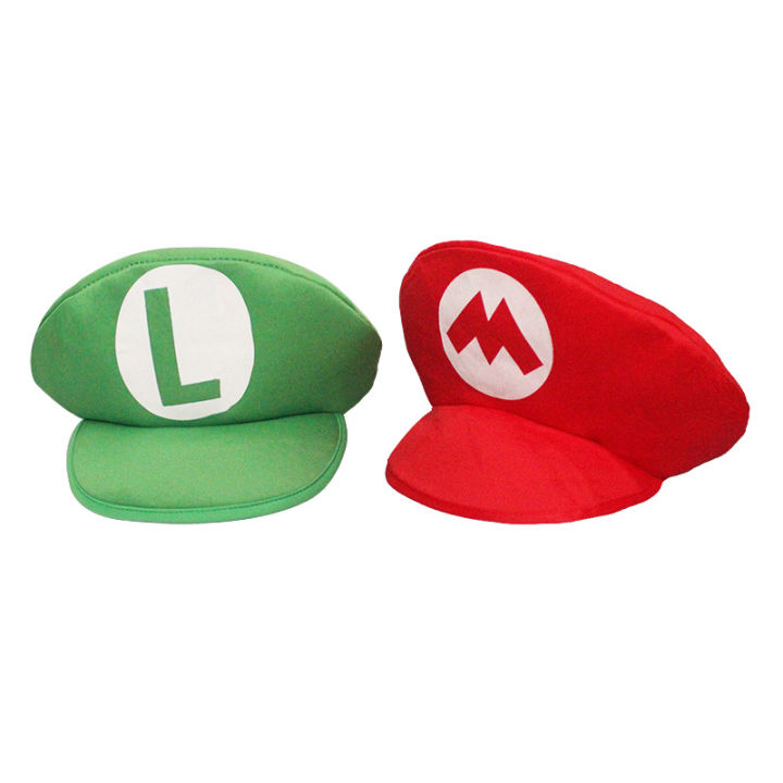 Linman Tryon Super Mario Red Green Cap White Gloves Cosplay Cartoon Hat s with Moustache Unisex Caps Cos Props Party Costumes Accessories