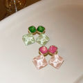 Enacolor Fashion Crystal Sparkling Earrings for Women Girl Square Earing Ins Accessories New. 