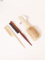 Sutuiying 3PCS styling set, natural bamboo and wood anti-static massage Sales promotion brush, pointed tail comb, wooden comb, household salon tool. 