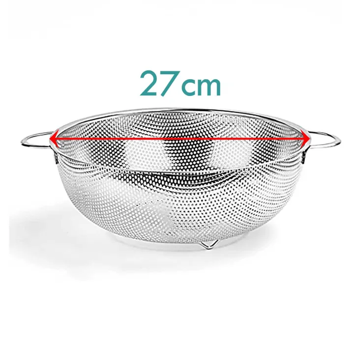 Stainless Steel Colander Micro-Perforated & Footed Metal Colander With Handle For Kitchen 27cm Diameter