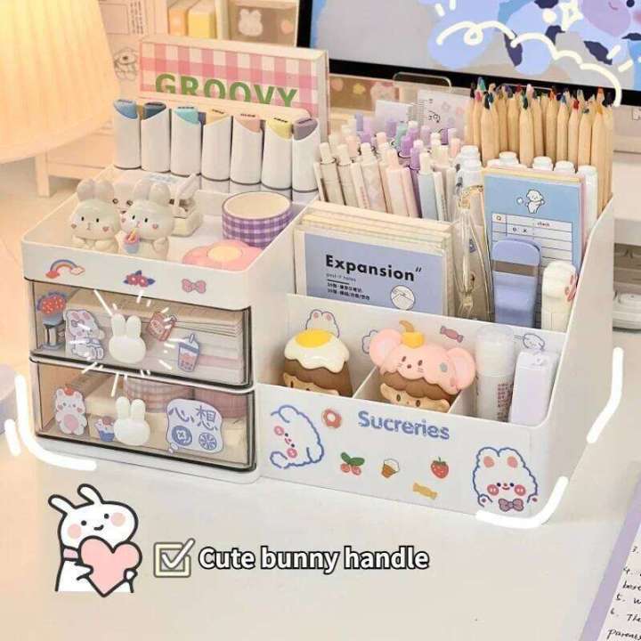 Desktop Cosmetic Box Office Storage Rack Stationery Desk Pen Holder ...