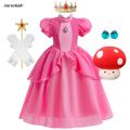 Anrushide 10T Costumes Party Birthday Show Kids Cosplay Kids Costumes Girls Skirt Princess Peach Pink Lace Costumes 2-. 