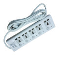 Urja B40-3M 5 Port Extension Socket Multiplug with Individual Switches & 3 Meter Long Cable - 2500W Heavy Duty Universal Power Strip for Home & Office. 