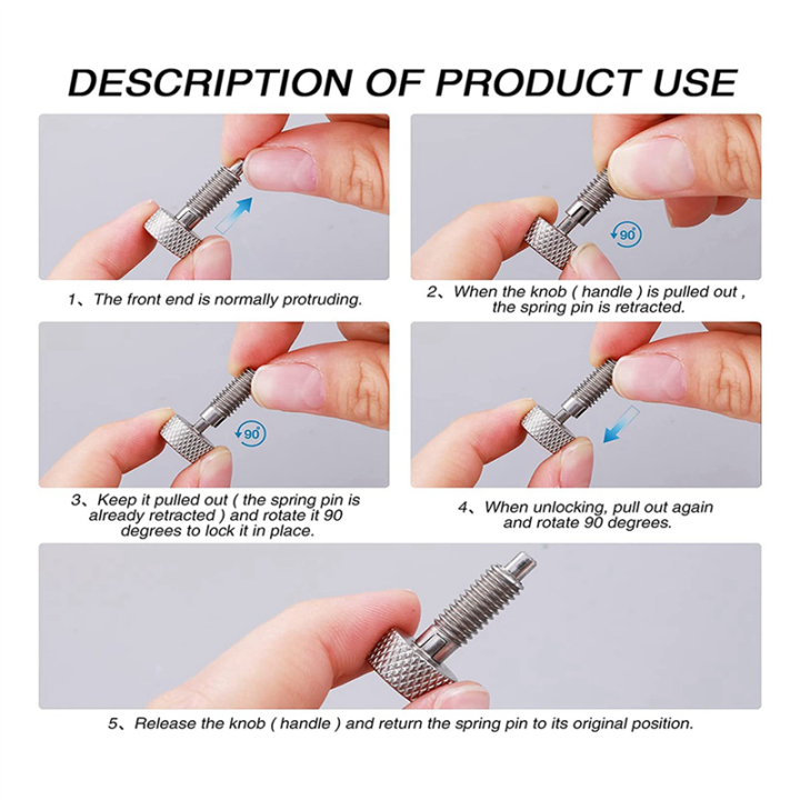 NAMUNY%204%20Pcs%20Hand%20Retractable%20Spring%20Plunger%20Stainless%20Steel%20Lock%20Out%20M6%20Type%20for%20Rolling%20Toolbox%20Packout%20-%20Image%204