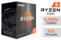 AMD 5000 Series Ryzen 5 5500 Desktop Processor 6 cores 12 Threads 19 MB Cache 3.6 GHz Upto 4.2 GHz Socket AM4. 