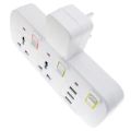 Cordless Universal Wall Multiplug With Individual Switches, USB Extension Board And LED Indicators (3 Socket, 2 USB & 1 Type-C Outlet). 