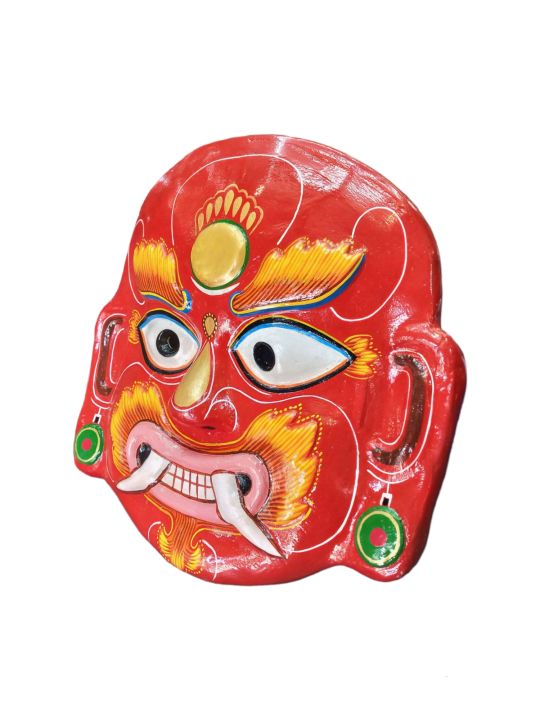 13"%20Lakhey%20/%20Lakhe%20Mask%20Made%20Of%20Cotton%20And%20Clay%20-%20Image%202