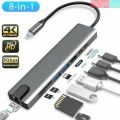 8 in 1 Type C To USB-C 4K HDMI Adapter USB 3.0 Multiport Cable Hub. 