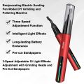 DSPIAE Reciprocating Electric Sanding Pen Model DIY Grinding and Polishing Machine 3-Speed Adjustable 10 Light Effects Adjustment with Grinding Heads and Pre-Cut Sandpapers. 