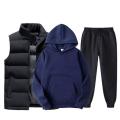 Set Of 3 Pieces Winter Wear - Warm Stylist Combo Set Half Jacket Cotton Hoodie And Joggers For Men - Fashion | Winter Wear For Men. 