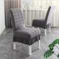 Set Of 4 And 6 Pieces Stretchable Dining Chair Cover With Skirt. 