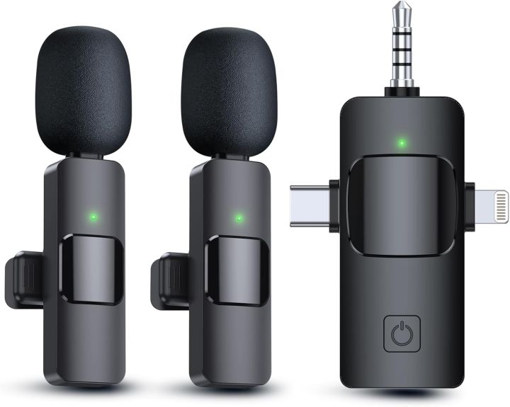 3 in 1 Wireless Lavalier Microphones for  iPad, Android, Camera, USB-C Microphone