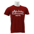 Maroon Cotton Round Neck Kathmandu Nepal Printed T-Shirt For Men. 