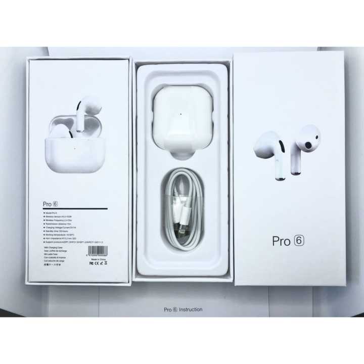 Pro 6 TWS Bluetooth 5.0 Mini Wireless Earbuds with Charging Case