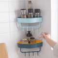 Free Punch Wall Corner Bathroom Storage Shelves Shelf With Hook Bathroom Accessories Shampoo Shower Shelf Holder Storage - Blue. 