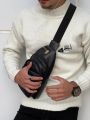 Men Crossbody Bag/ Pu Leather - Black  Fashion Premium Leather Cross Body Bag With Zippered Compartment. 