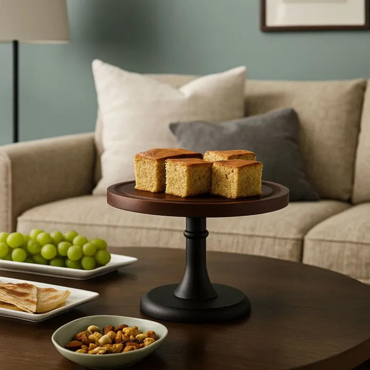 Decorative%208%20Inch%20Wooden%20Cake%20Stand%20High%20Base%20Household%20Fruit%20Snacks%20Storage%20Tray%20Circular%20Shape%20Dessert%20Pastry%20Display%20Stand%20Party%20-%20Image%205