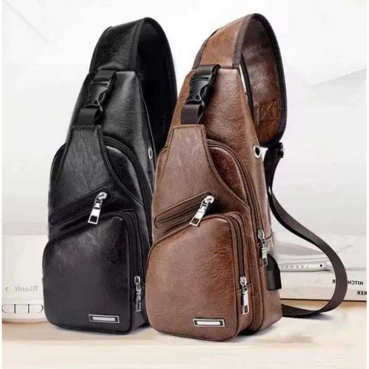 One Side Chest Bag With USB Charging Port for Men
