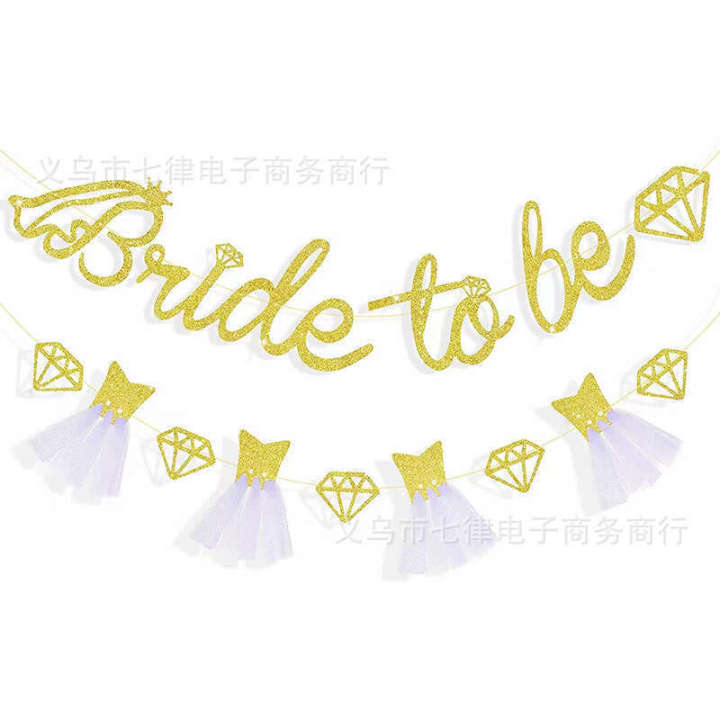Bachelorette%20to%20Be%20Dress%20Style%20Bride%20Wedding%20Party%20Decoration%20Glitter%20Banner%20-%20Image%205