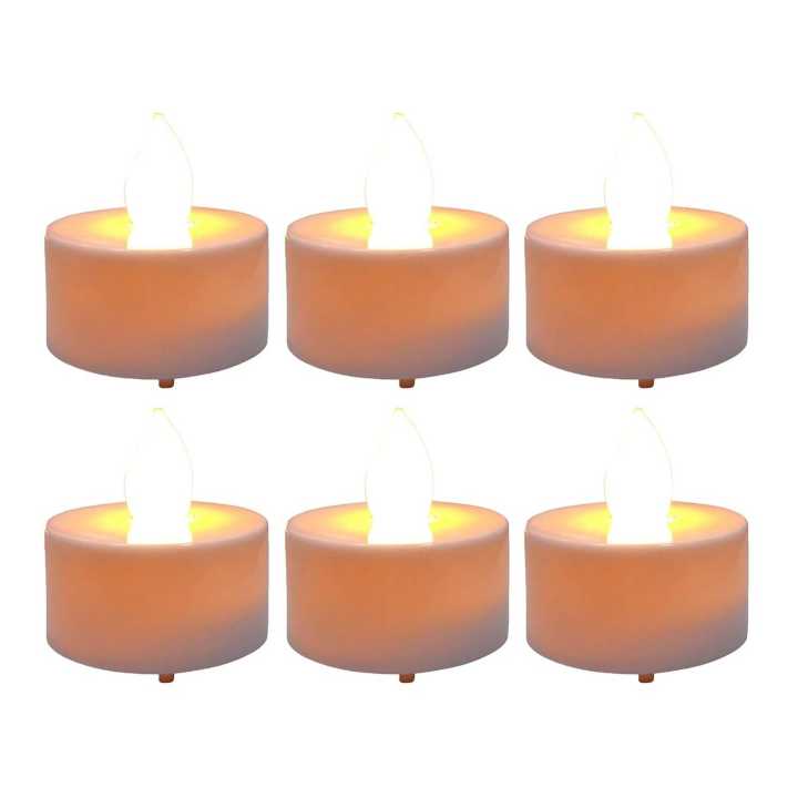 24 pcs Flameless Smokeless Plastic LED Candle Tealight Diya Battery Operated