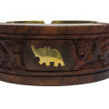1.5x2.5 Inch Long Elephant Patched Sexagon Design Wood And Brass Jewellery Box. 