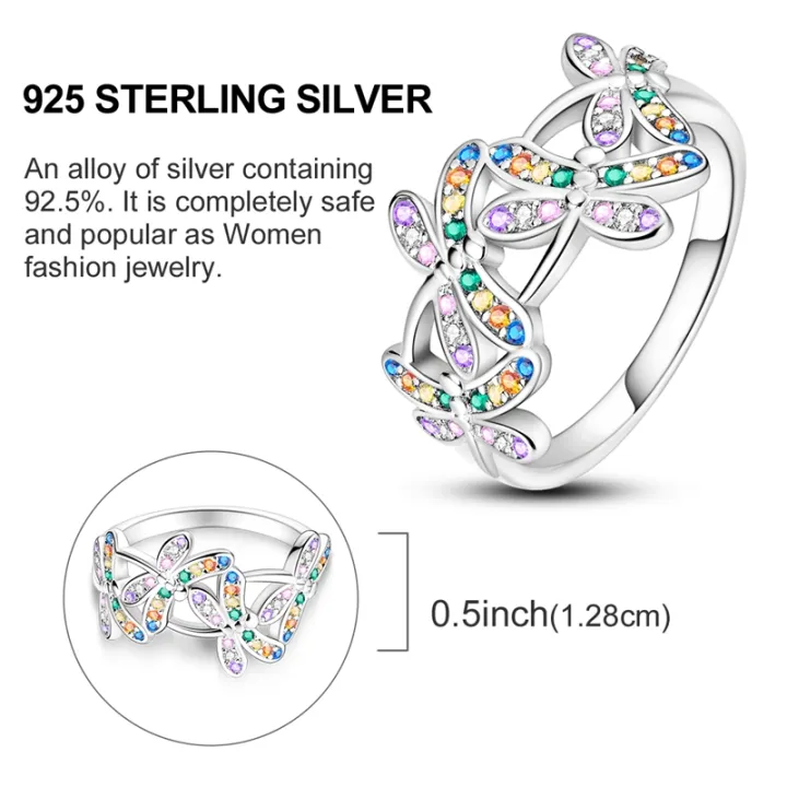 HOT%20Original%20925%20Sterling%20Silver%20Women%20Finger%20Rings%20for%20Women%20Silver%20Cocktail%20Ring%20Geometric%20Butterfly%20Round%20Shape%20Luxury%20Jewelry%20-%20Image%202