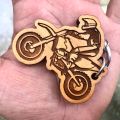Vroom Vroom - Dirt Bike Keyring/Keychain - Engraved On Nepalese Wood. 